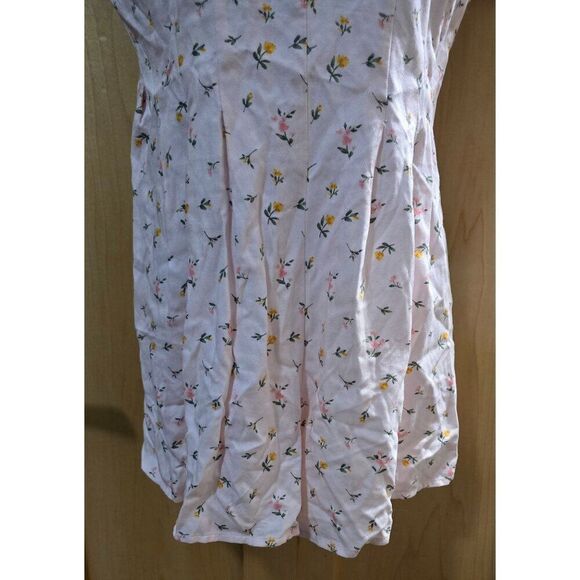 Floral Pink Sleeveless Mini Dress With Spaghetti Straps & Pleated Skirt - Womens - Picture 3 of 10